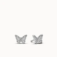 Butterfly Pavé Studs Clear Hypoallergenic Earrings | Rowan