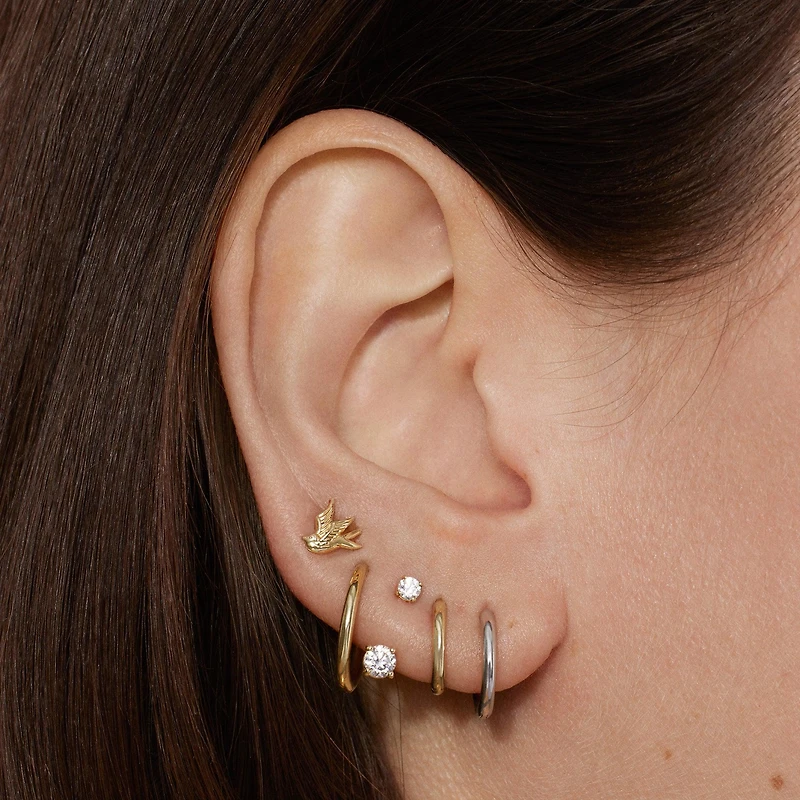 14k Gold Plain Round Hoop 10mm Hypoallergenic Earrings | Rowan
