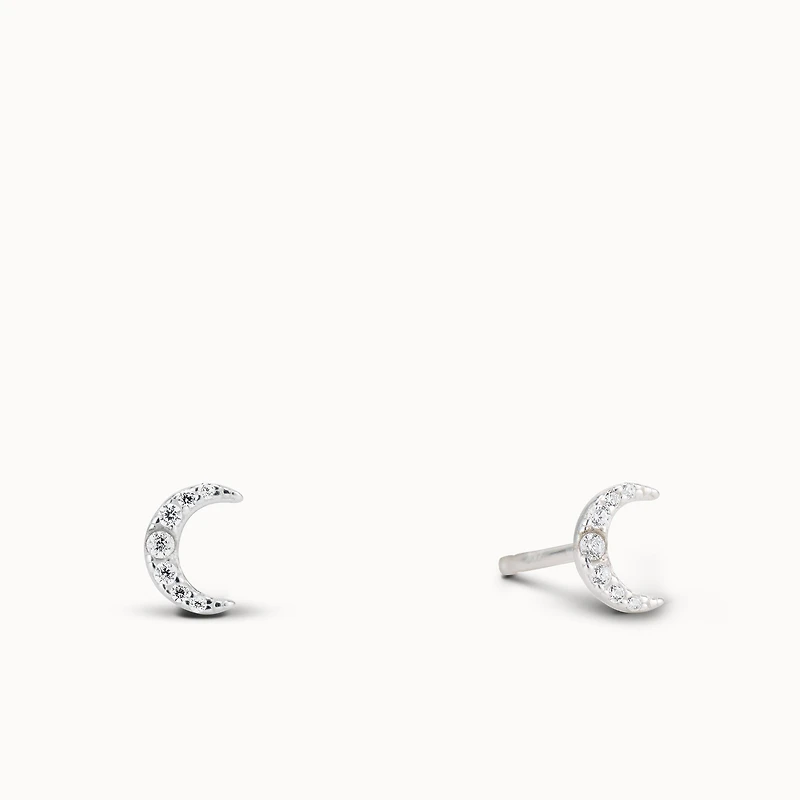 Moon CZ Studs Hypoallergenic Earrings | Rowan