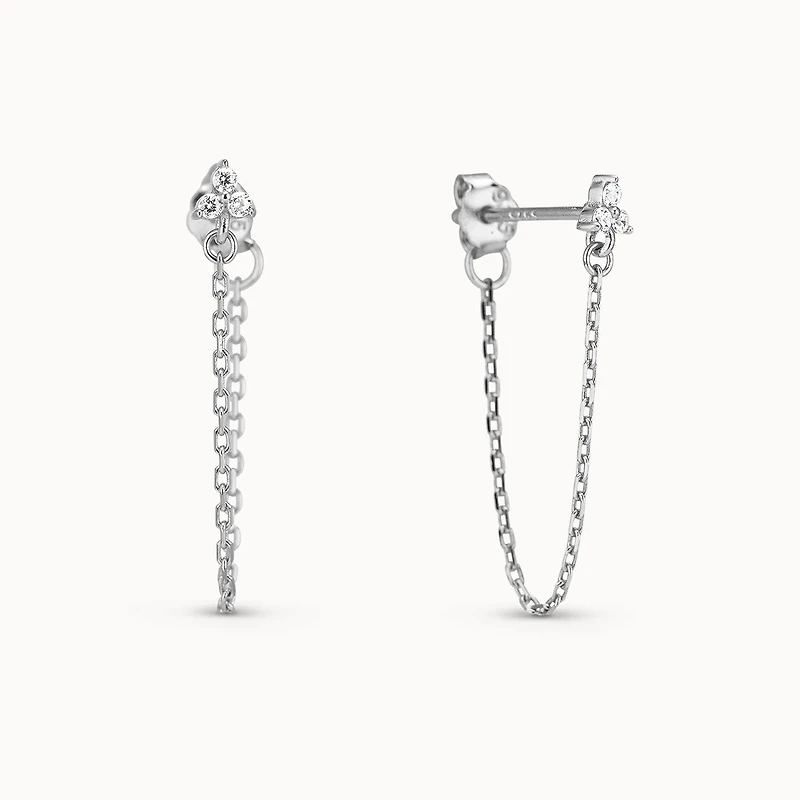 Trinity and Chain Hoop Hypoallergenic Earrings | Rowan