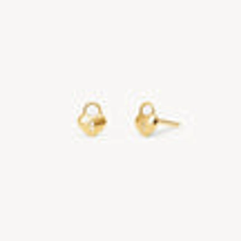 10k Mini Heart Lock Stud Earrings