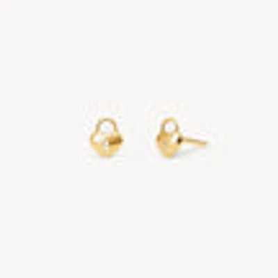 10k Mini Heart Lock Stud Earrings