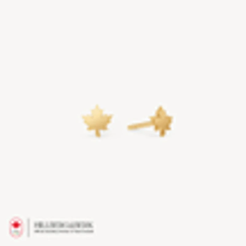 10k Maple Leaf Stud Earrings