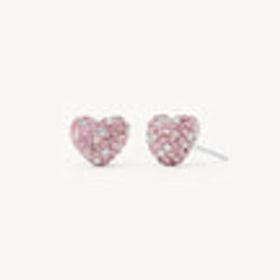 Venetian Blush Sparkle Heart Stud Earrings