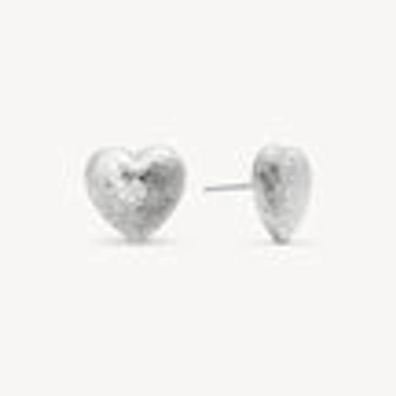 Etched Floral Heart Stud Earrings
