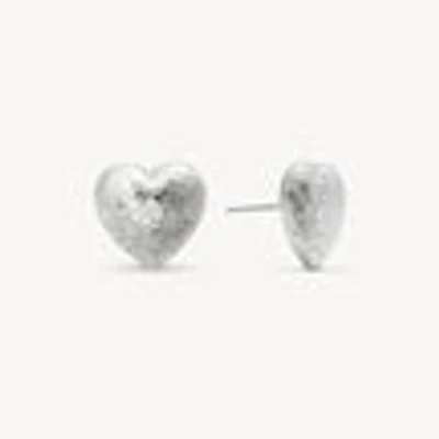 Etched Floral Heart Stud Earrings