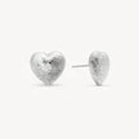 Etched Floral Heart Stud Earrings