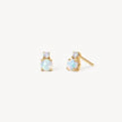 Lab Diamond & Opal Mini Stud Earrings