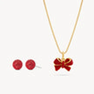 Red Velvet Sparkle Bow Charm Set