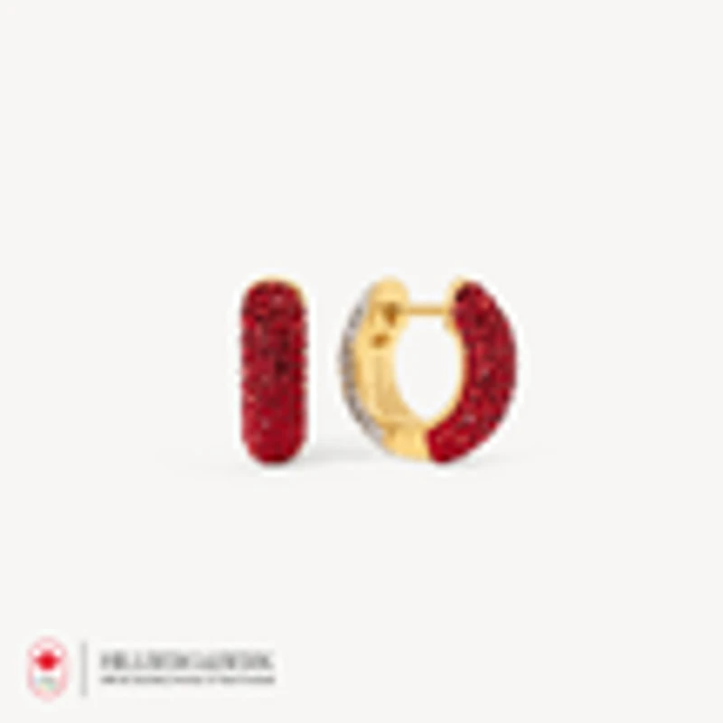 Red and White Sparkle Reversible Hoop Earrings