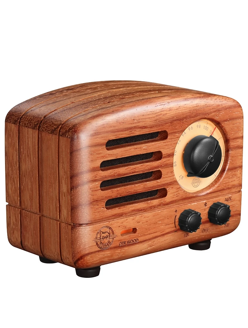 OTR Wood Portable FM Radio & Bluetooth Speaker