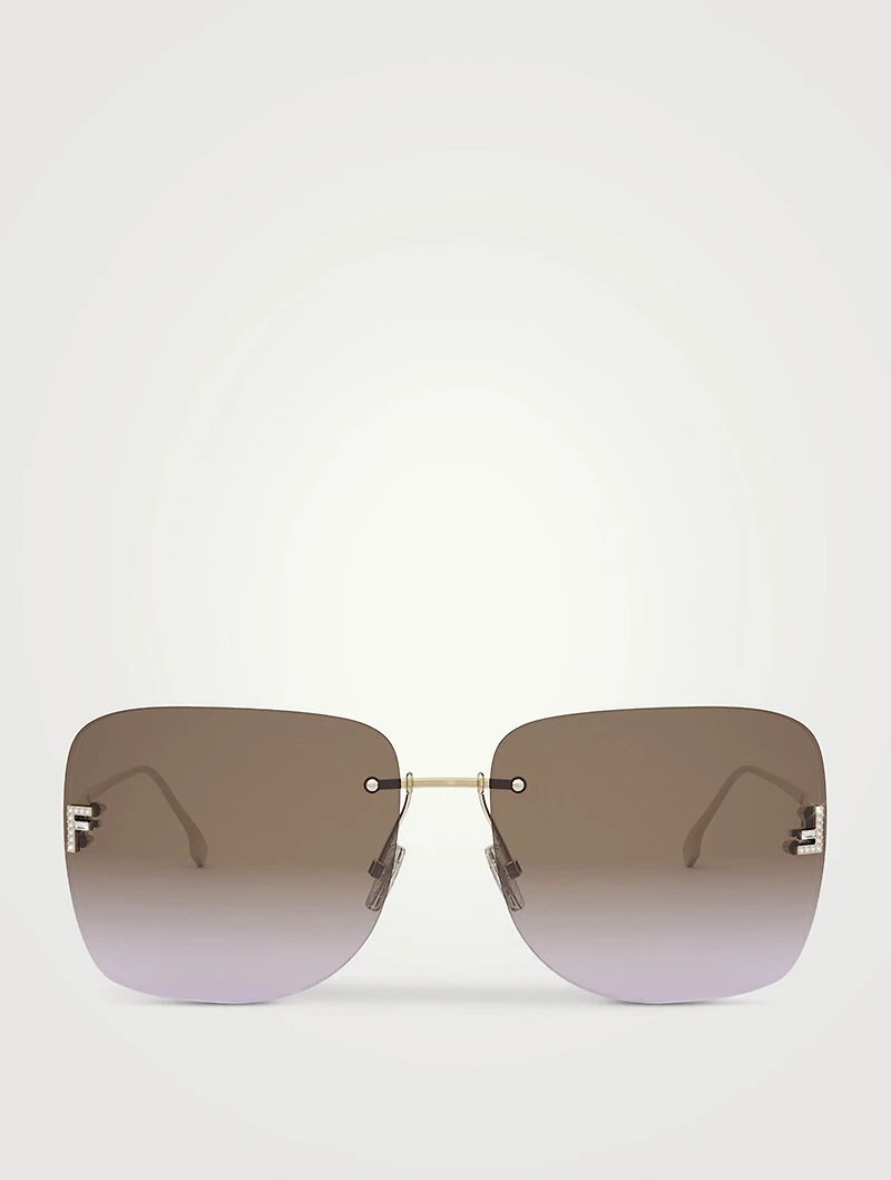 Fendi First Crystal Square Sunglasses