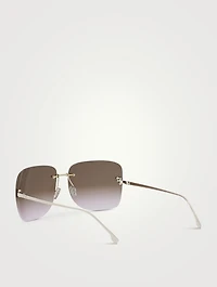 Fendi First Crystal Square Sunglasses