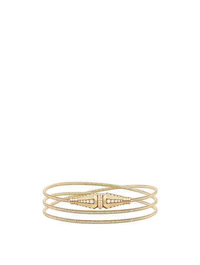 Jack De Boucheron Gold Triple Wrap Bracelet With Diamonds