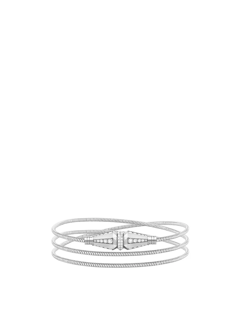 Jack De Boucheron White Gold Triple Wrap Bracelet With Diamonds