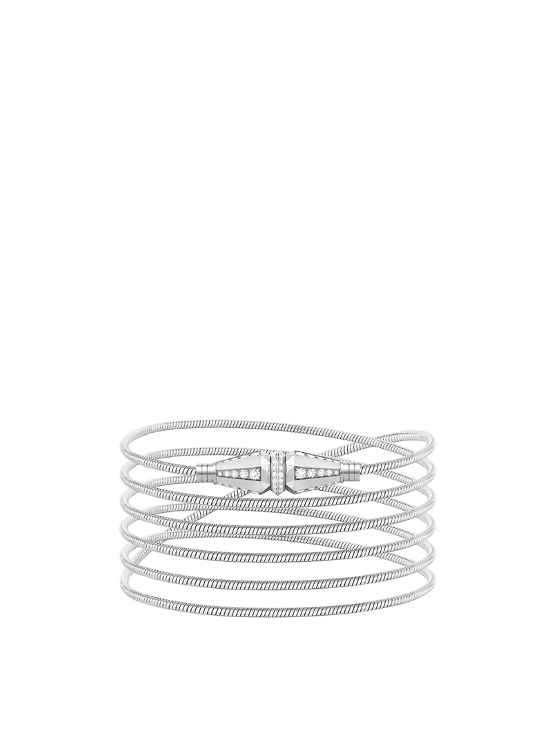 Jack De Boucheron White Gold Long Wrap Necklace With Diamonds