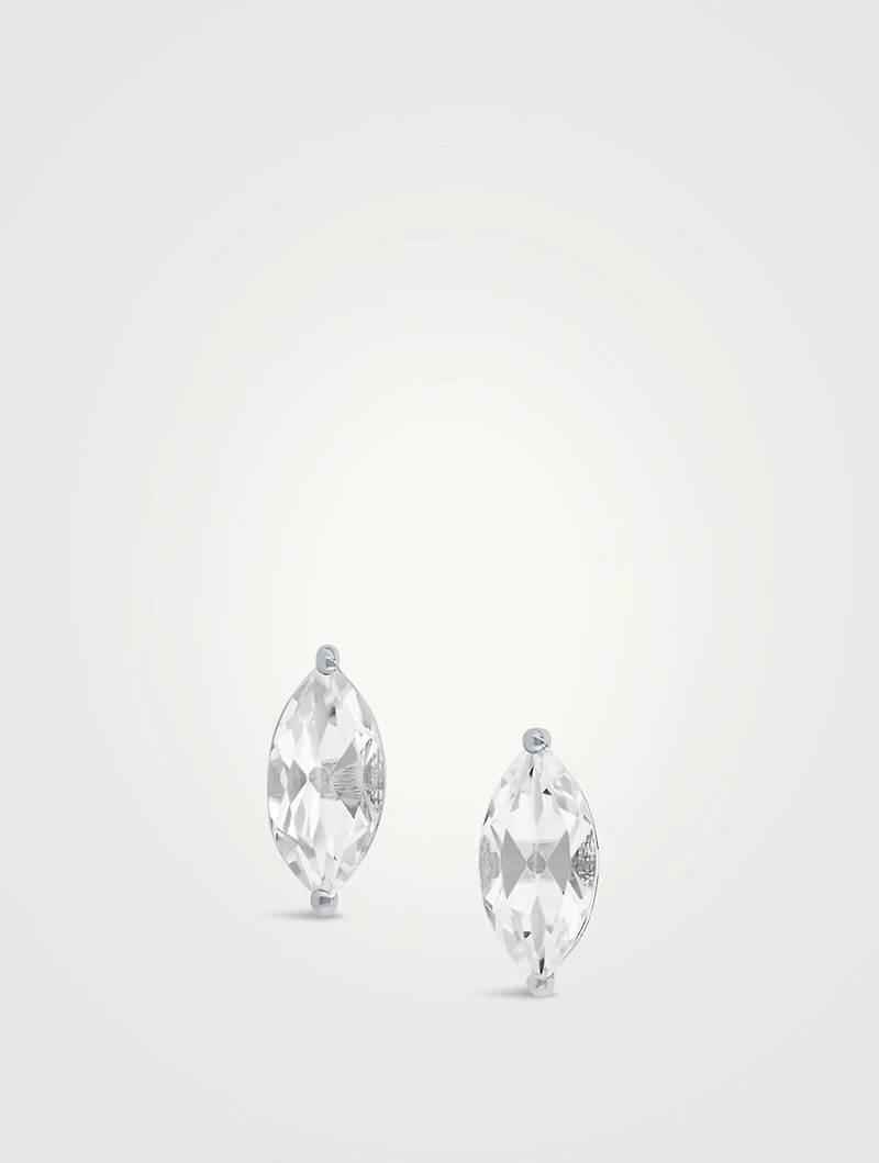14K Gold Marquis White Topaz Stud Earrings