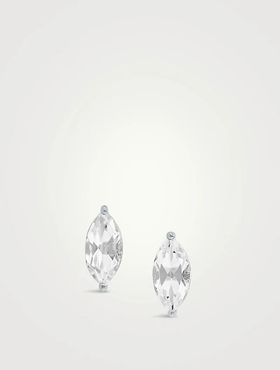 14K Gold Marquis White Topaz Stud Earrings