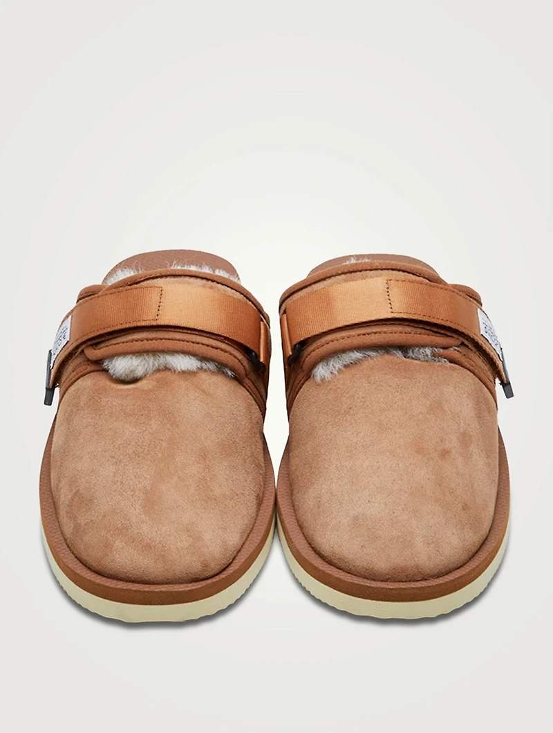 ZAVO-M2AB Shearling And Suede Mules