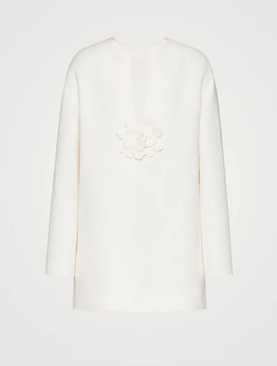 Wool And Silk Tunic Dress With Flower Appliqué
