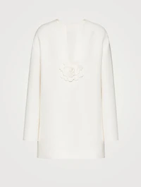 Wool And Silk Tunic Dress With Flower Appliqué