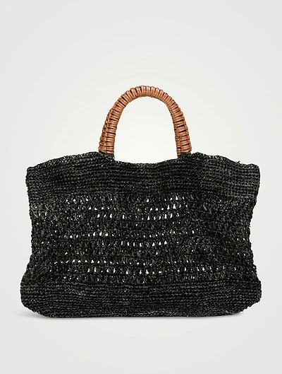 Mara Woven Raffia Top Handle Bag