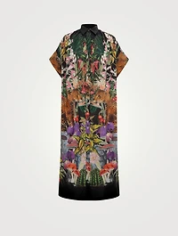 Valerie Cotton And Silk Maxi Kaftan Garden Leopards Print