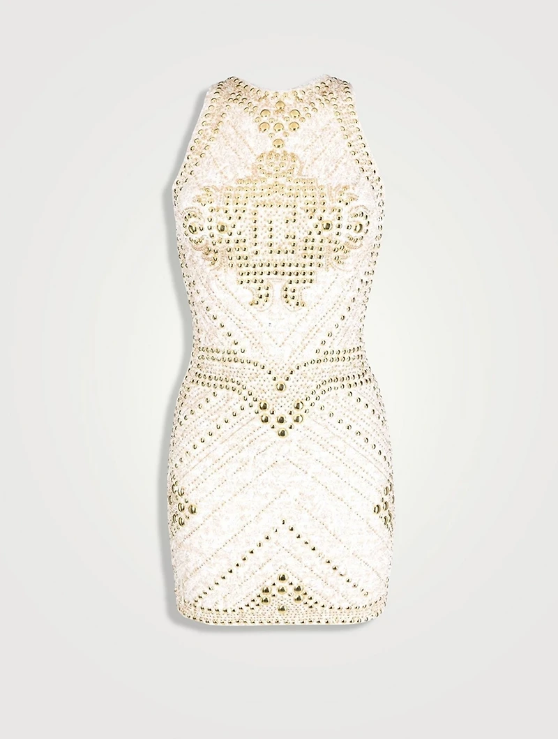 Embellished Tweed Mini Dress