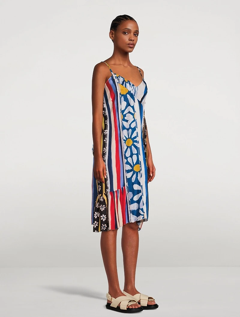 Patchwork Print Slip Dress