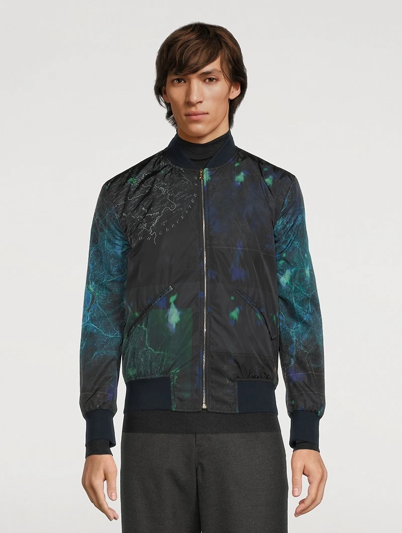 Bomber Jacket Map Print
