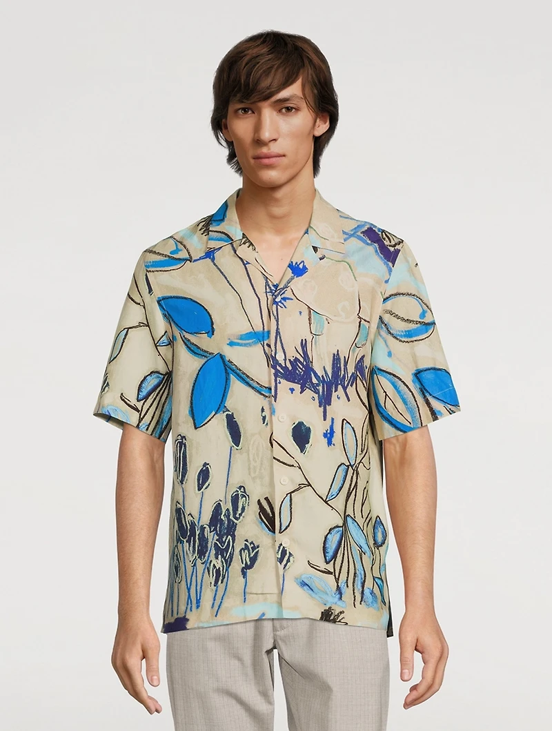Linen-Blend Short-Sleeve Shirt