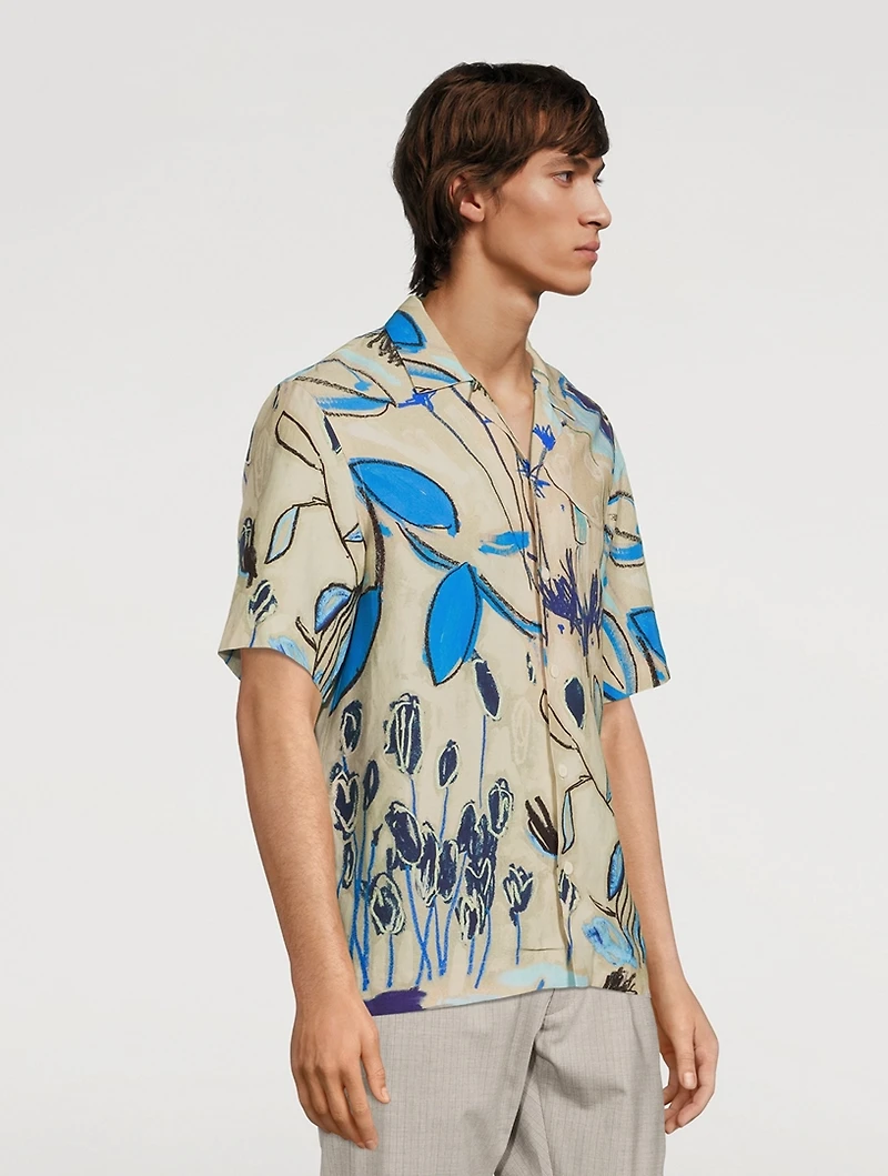 Linen-Blend Short-Sleeve Shirt