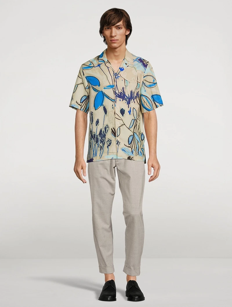 Linen-Blend Short-Sleeve Shirt