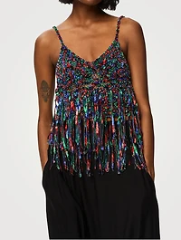 Paula's Ibiza Sleeveless Fringed Top