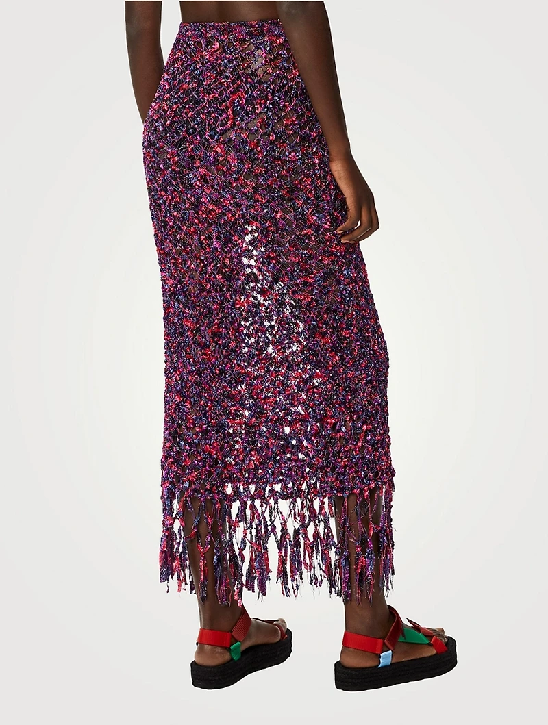 Paula's Ibiza Fringed Midi Skirt