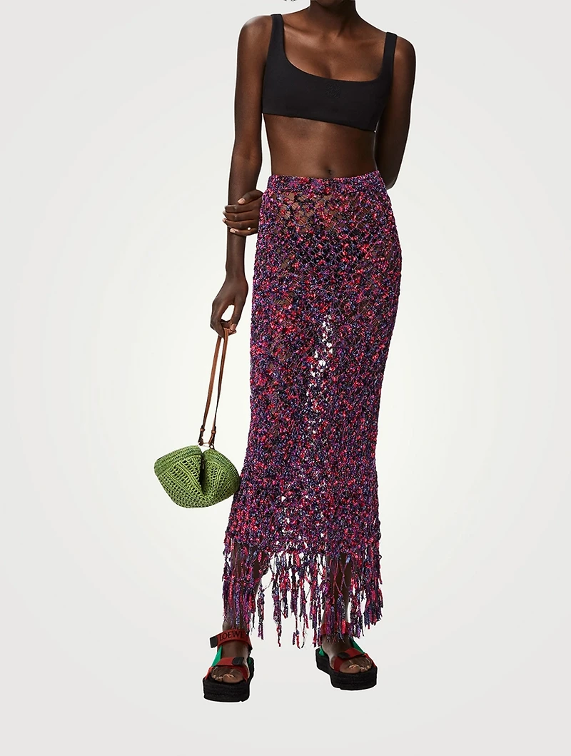 Paula's Ibiza Fringed Midi Skirt