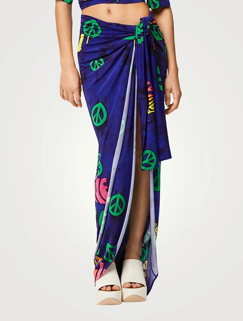 Paula's Ibiza Long Pareo Skirt Peace Print