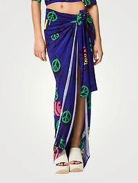 Paula's Ibiza Long Pareo Skirt Peace Print