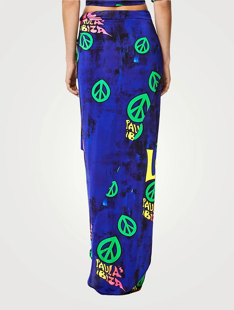 Paula's Ibiza Long Pareo Skirt Peace Print