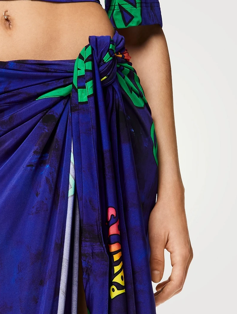 Paula's Ibiza Long Pareo Skirt Peace Print