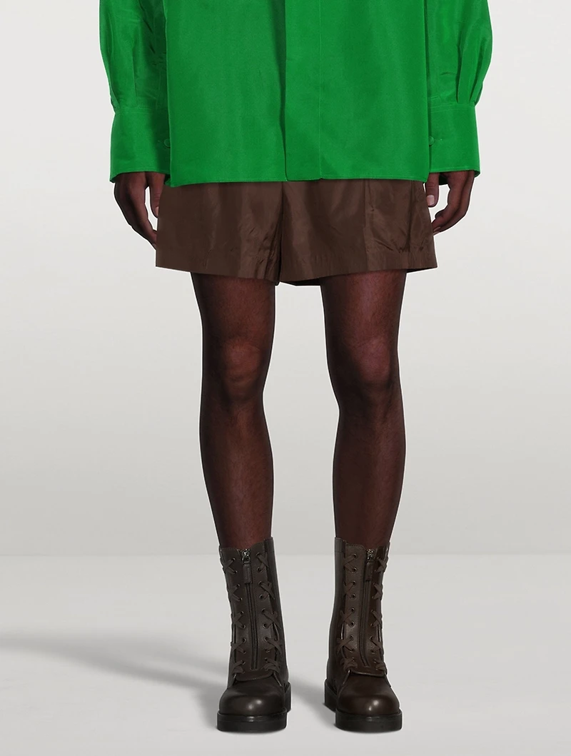 Washed Silk Taffeta Shorts