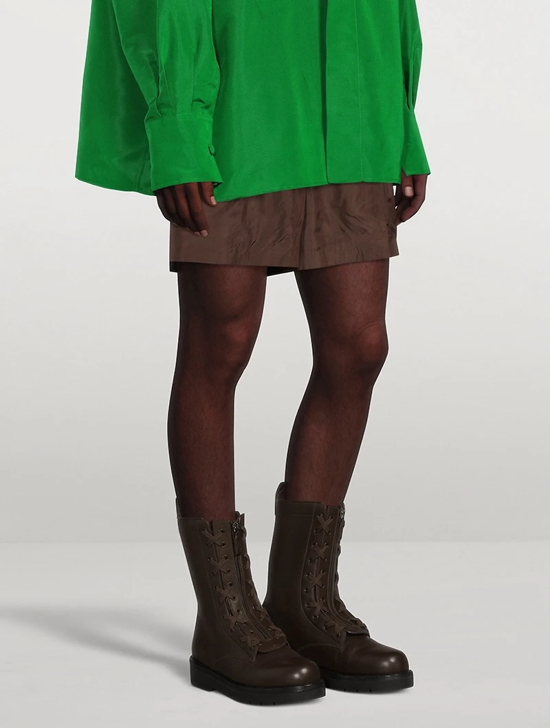Washed Silk Taffeta Shorts