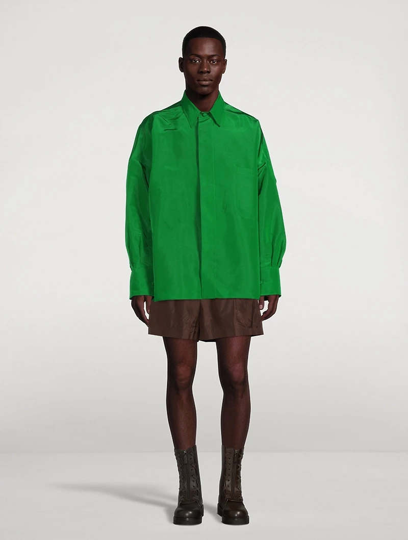 Washed Silk Taffeta Shorts