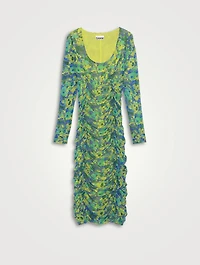 Ruched Midi Dress Floral Print
