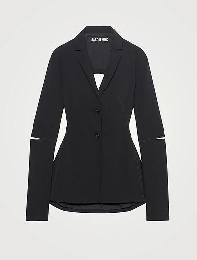 La Veste Melo Wool Stretch Backless Blazer