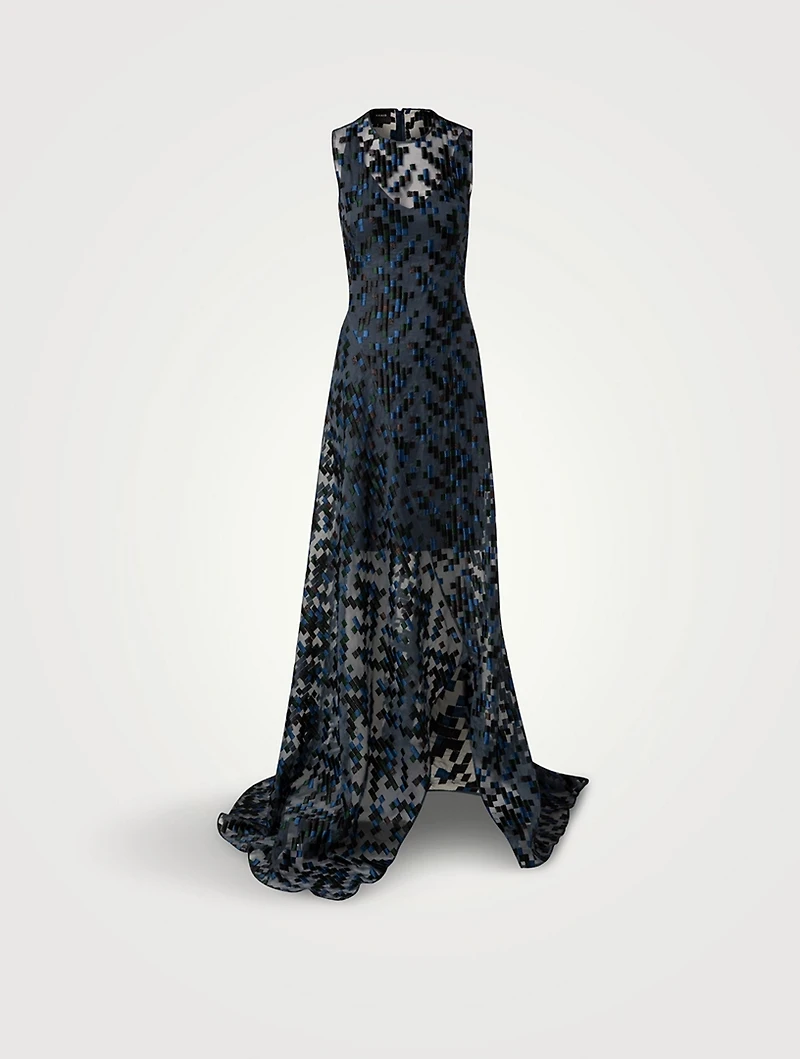 Embroidered Tulle Gown