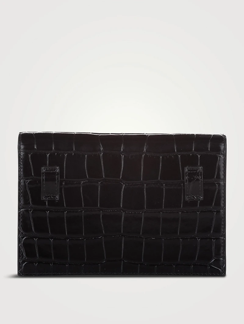 Pre-Loved Sharp Croc-Embossed Leather Shoulder Bag