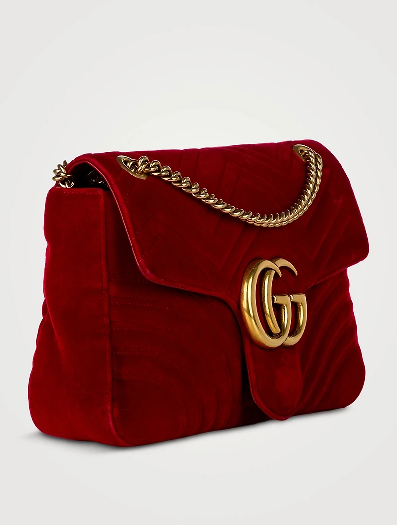 Pre-Loved Medium GG Marmont Matelassé Velvet Shoulder Bag