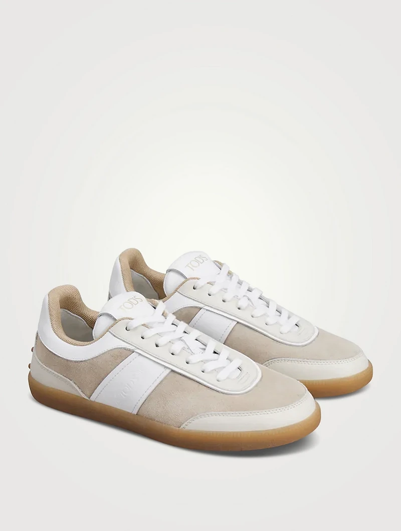 Smooth Leather and Suede Tabs Sneakers