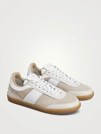 Smooth Leather and Suede Tabs Sneakers